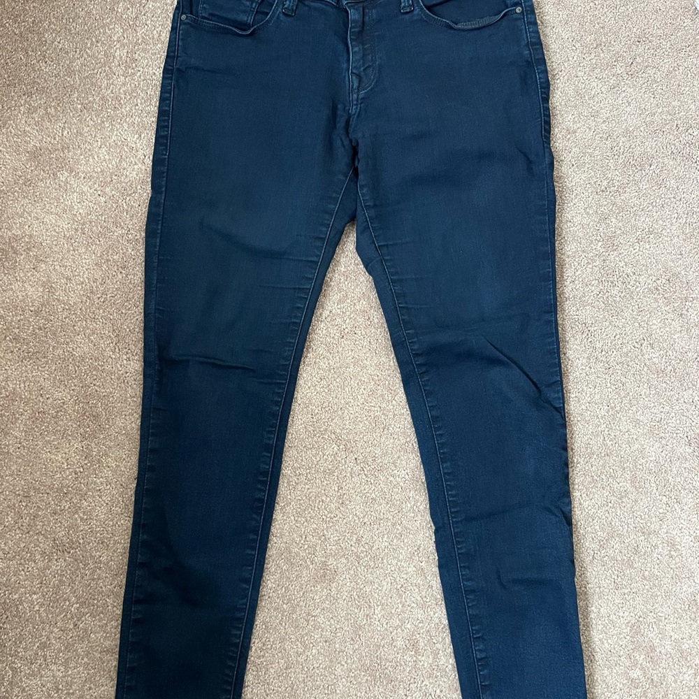 Navy mid rise skinny 5 pocket pant